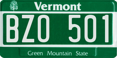 VT license plate BZO501
