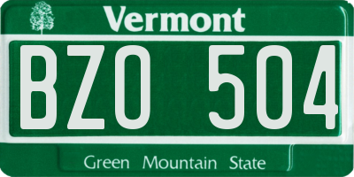 VT license plate BZO504