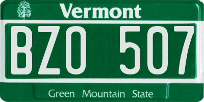 VT license plate BZO507