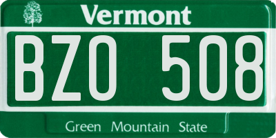 VT license plate BZO508