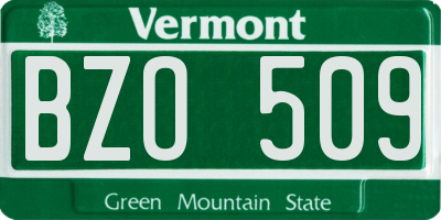 VT license plate BZO509