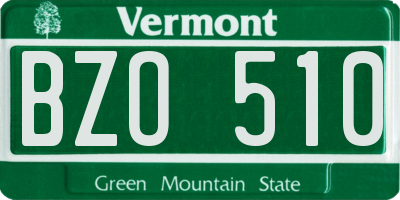 VT license plate BZO510