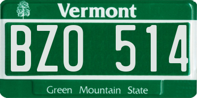 VT license plate BZO514