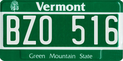 VT license plate BZO516