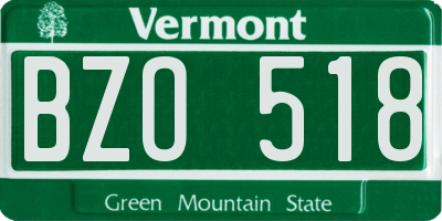 VT license plate BZO518
