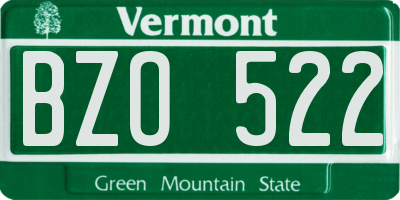 VT license plate BZO522