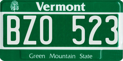 VT license plate BZO523