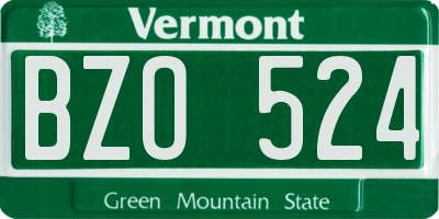 VT license plate BZO524