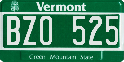 VT license plate BZO525