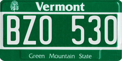 VT license plate BZO530