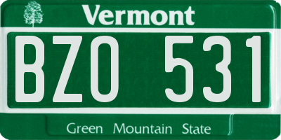 VT license plate BZO531