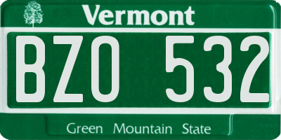 VT license plate BZO532
