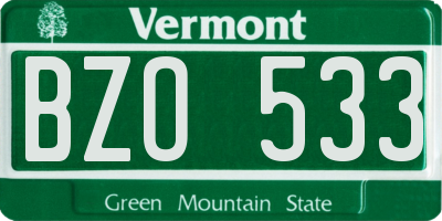 VT license plate BZO533