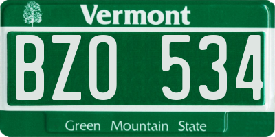 VT license plate BZO534