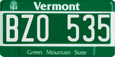 VT license plate BZO535