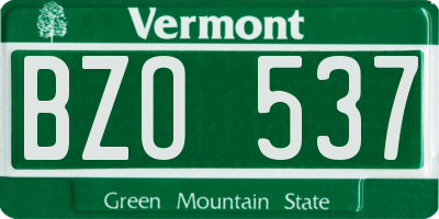 VT license plate BZO537