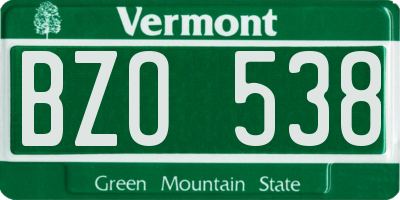 VT license plate BZO538