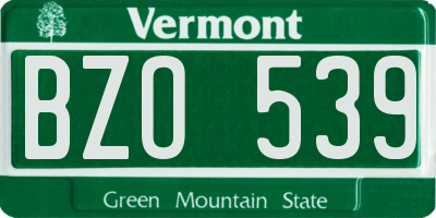 VT license plate BZO539