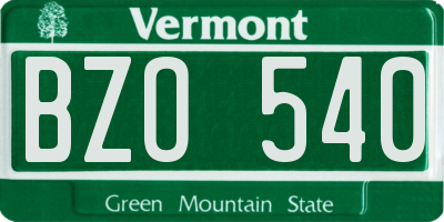 VT license plate BZO540