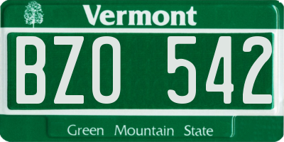 VT license plate BZO542