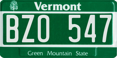 VT license plate BZO547