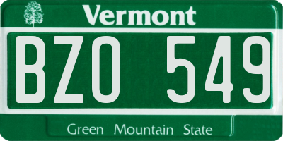VT license plate BZO549