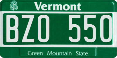 VT license plate BZO550
