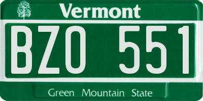 VT license plate BZO551