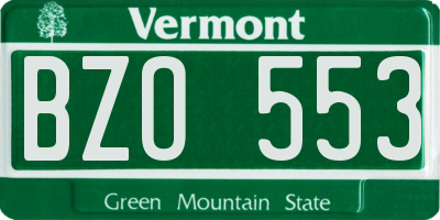 VT license plate BZO553