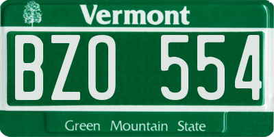 VT license plate BZO554
