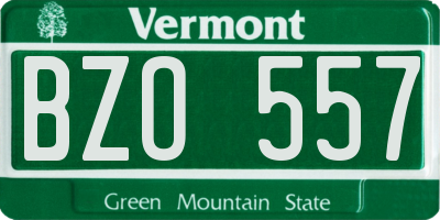 VT license plate BZO557