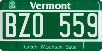 VT license plate BZO559