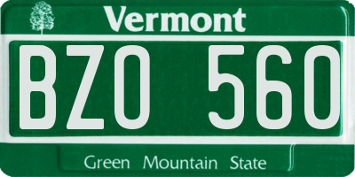 VT license plate BZO560