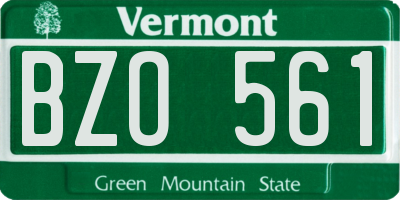VT license plate BZO561