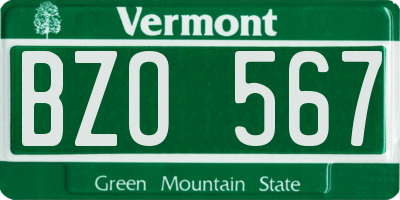 VT license plate BZO567
