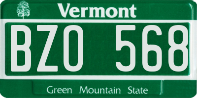 VT license plate BZO568