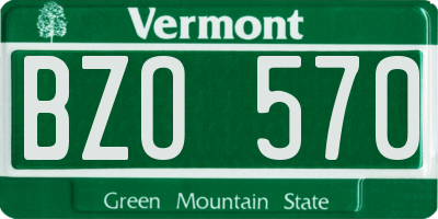VT license plate BZO570