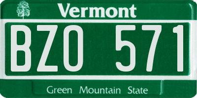 VT license plate BZO571
