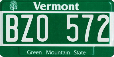 VT license plate BZO572