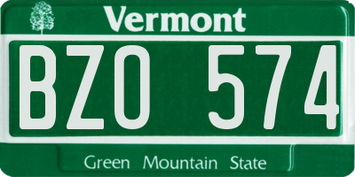 VT license plate BZO574