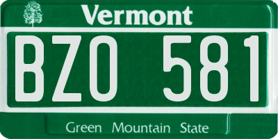 VT license plate BZO581