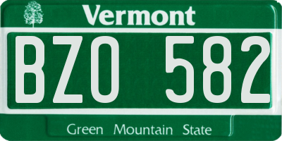 VT license plate BZO582