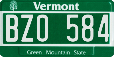 VT license plate BZO584