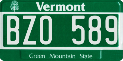 VT license plate BZO589