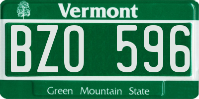VT license plate BZO596