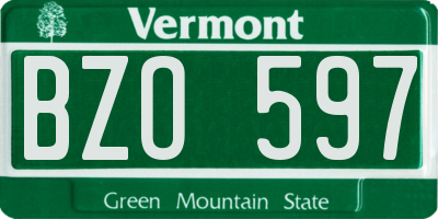 VT license plate BZO597