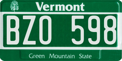 VT license plate BZO598