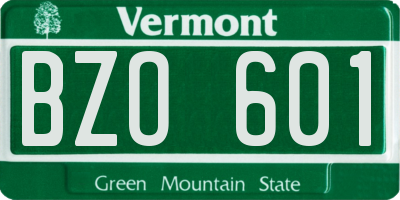 VT license plate BZO601