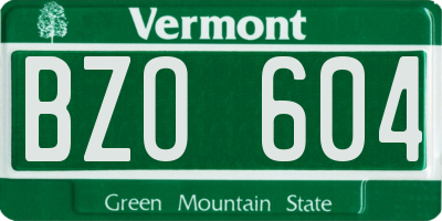 VT license plate BZO604