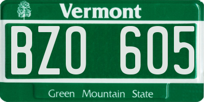VT license plate BZO605